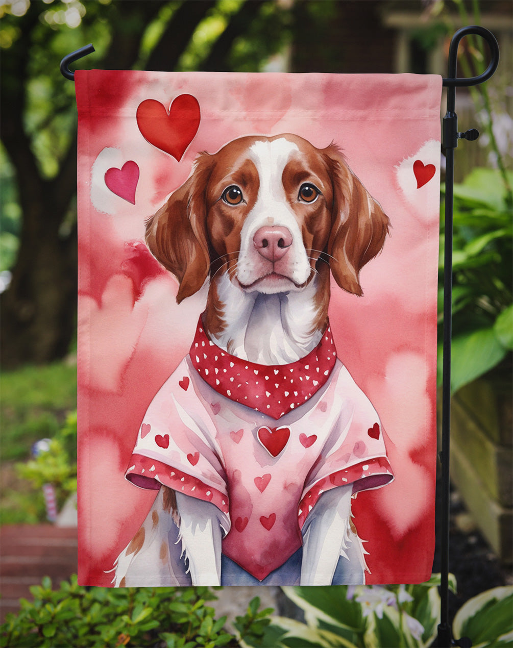 Brittany Spaniel My Valentine Garden Flag