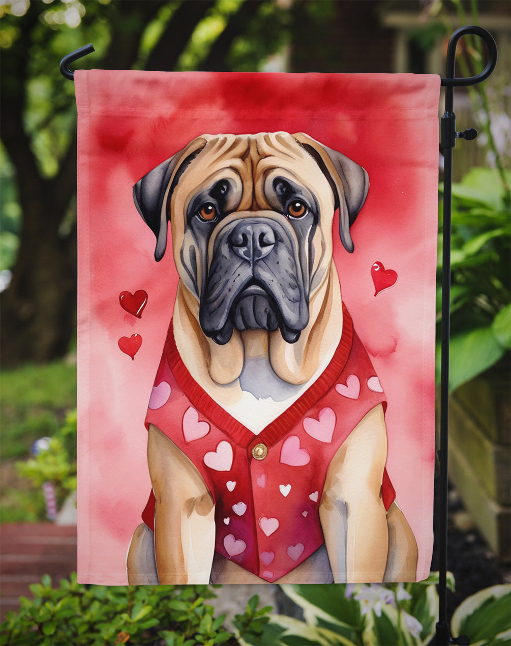 Bullmastiff My Valentine Garden Flag