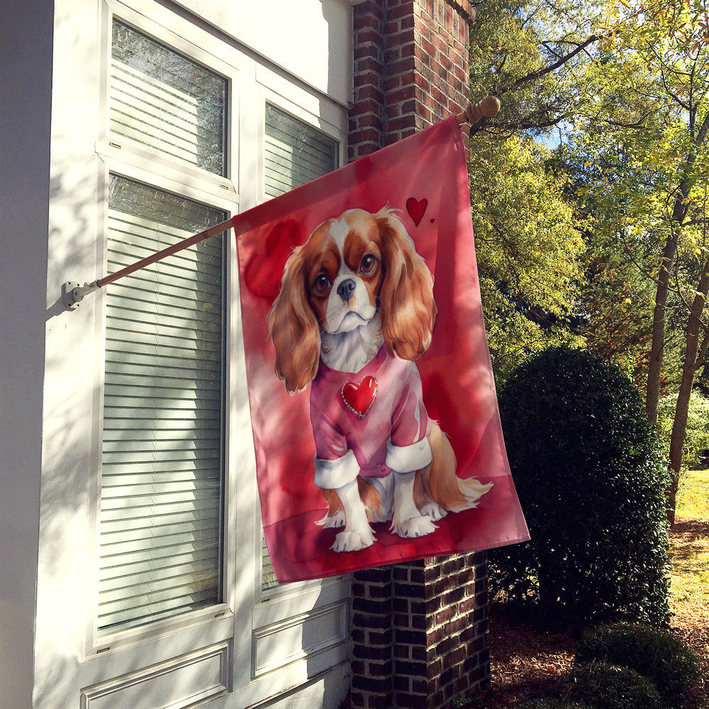 Cavalier Spaniel My Valentine House Flag