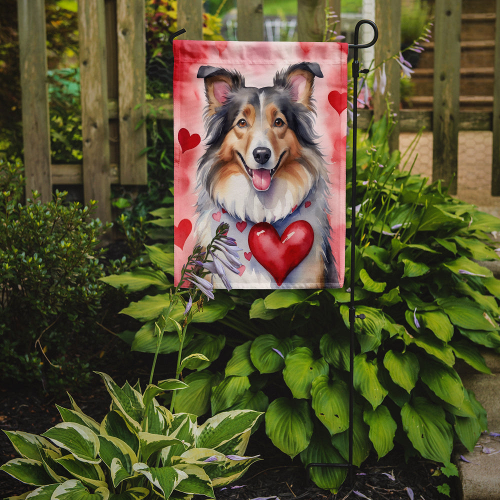 Collie My Valentine Garden Flag