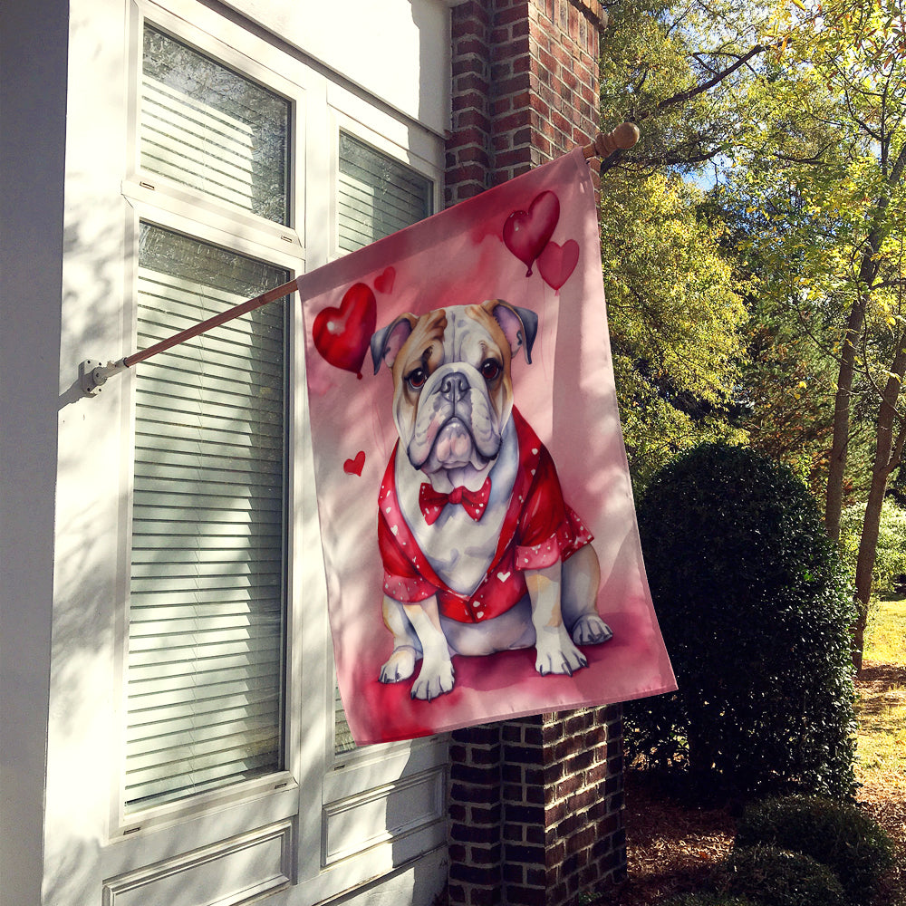 English Bulldog My Valentine House Flag