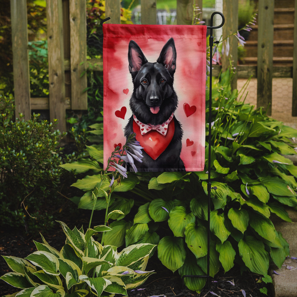 Buy this Black German Shepherd My Valentine Garden Flag