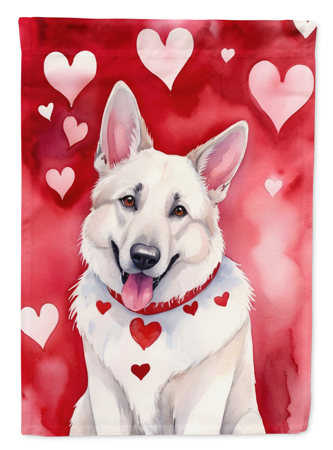 Buy this White German Shepherd My Valentine House Flag