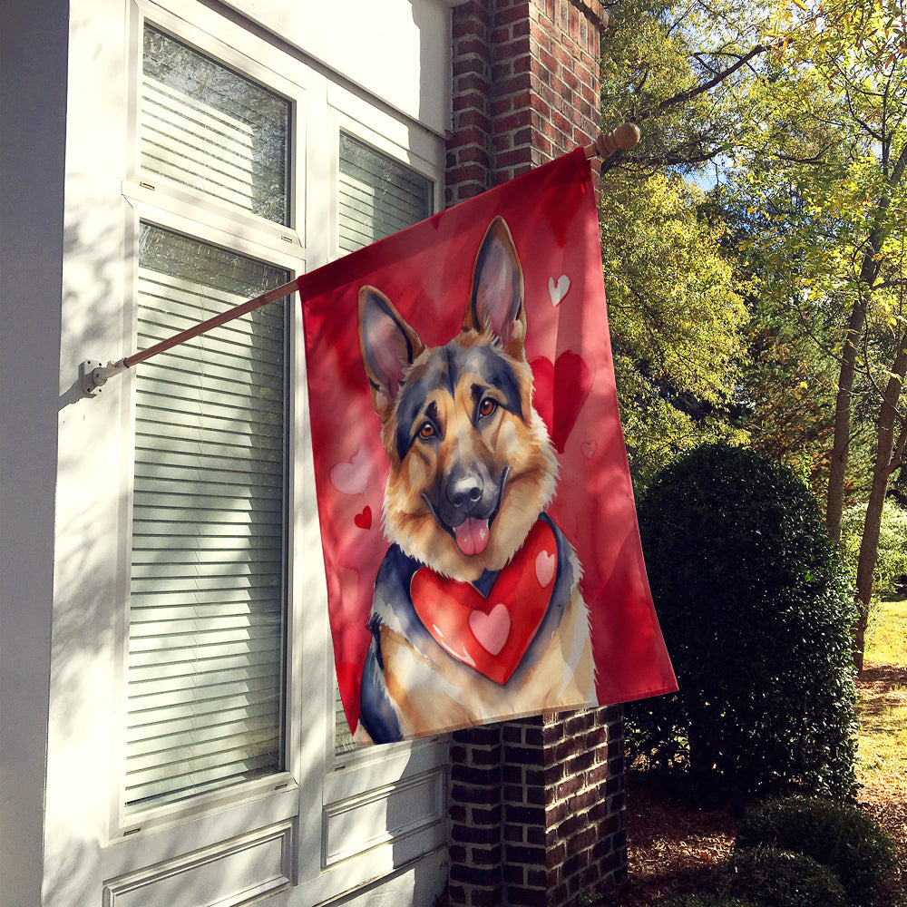 German Shepherd My Valentine House Flag