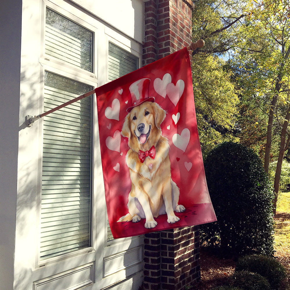 Golden Retriever My Valentine House Flag