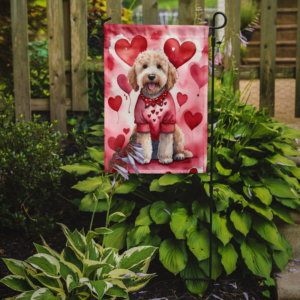 Goldendoodle My Valentine Garden Flag