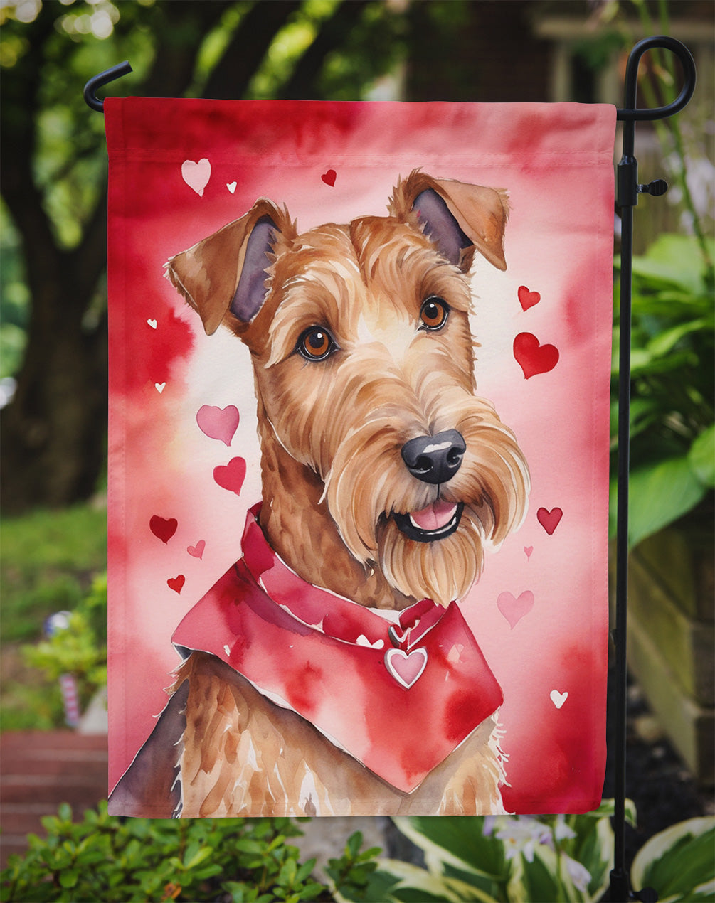 Irish Terrier My Valentine Garden Flag