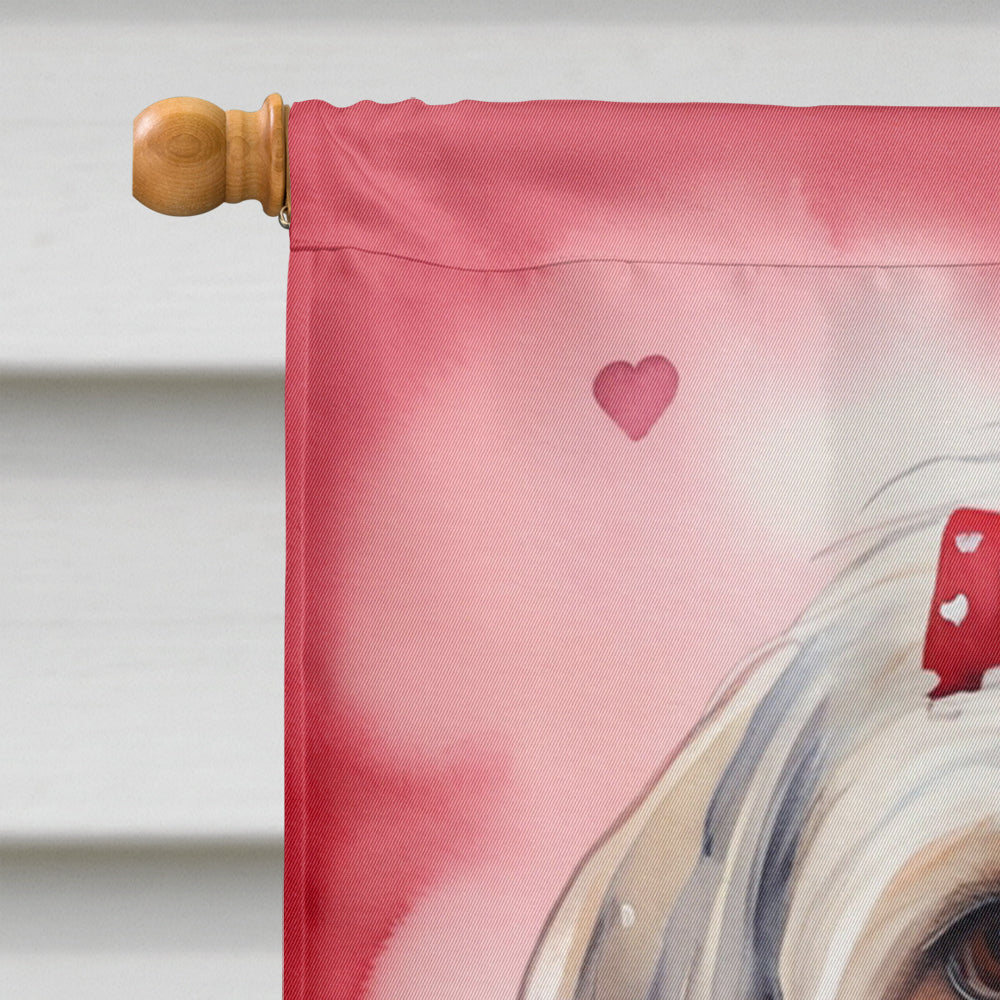 Lhasa Apso My Valentine House Flag