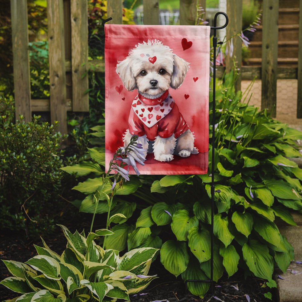 Maltipoo My Valentine Garden Flag