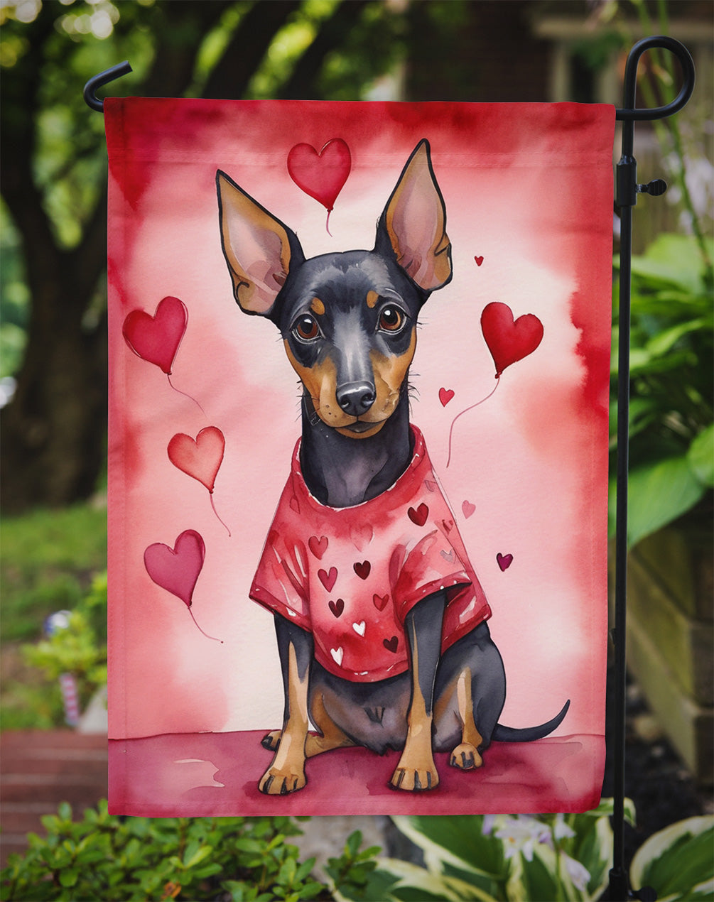 Manchester Terrier My Valentine Garden Flag