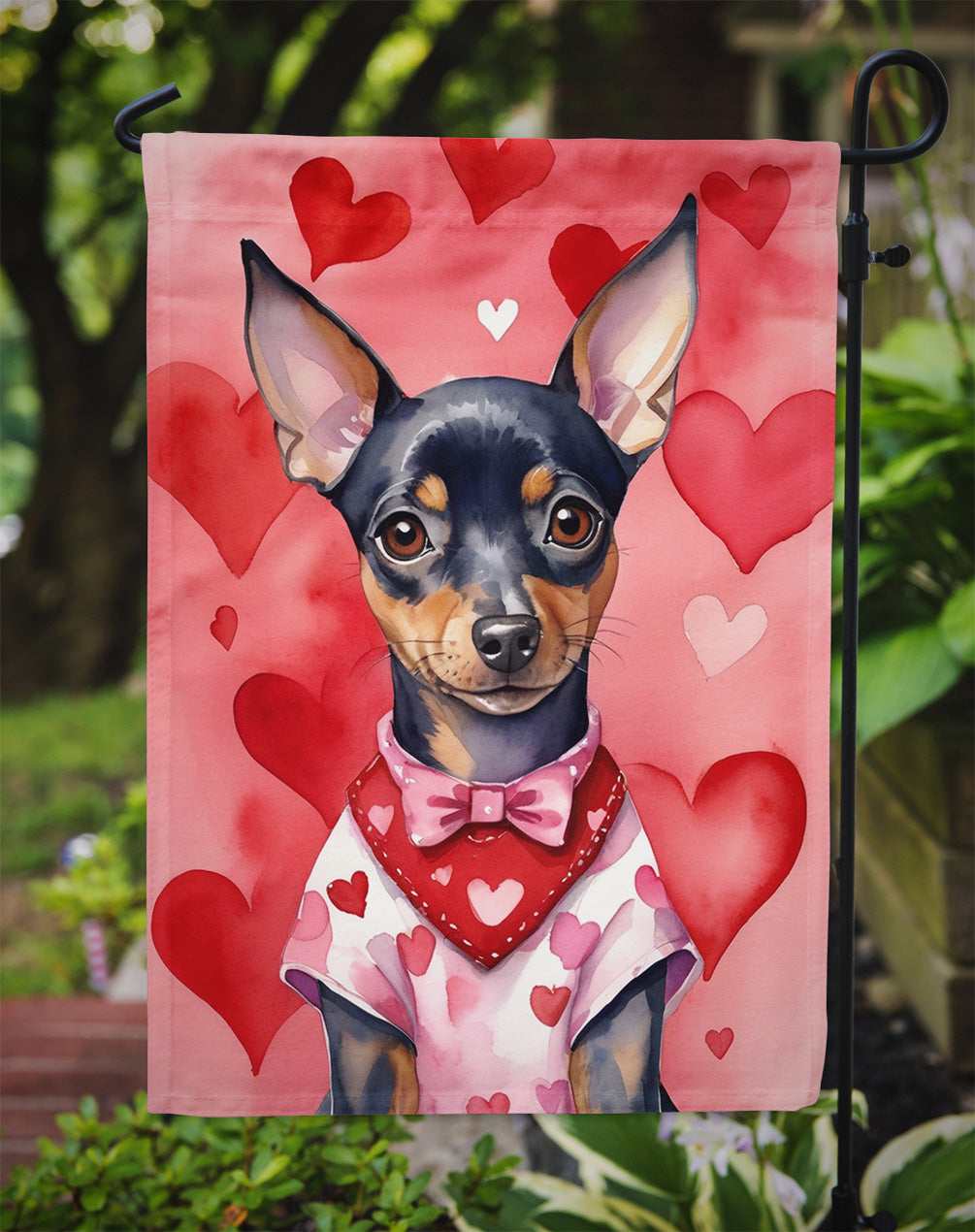 Miniature Pinscher My Valentine Garden Flag