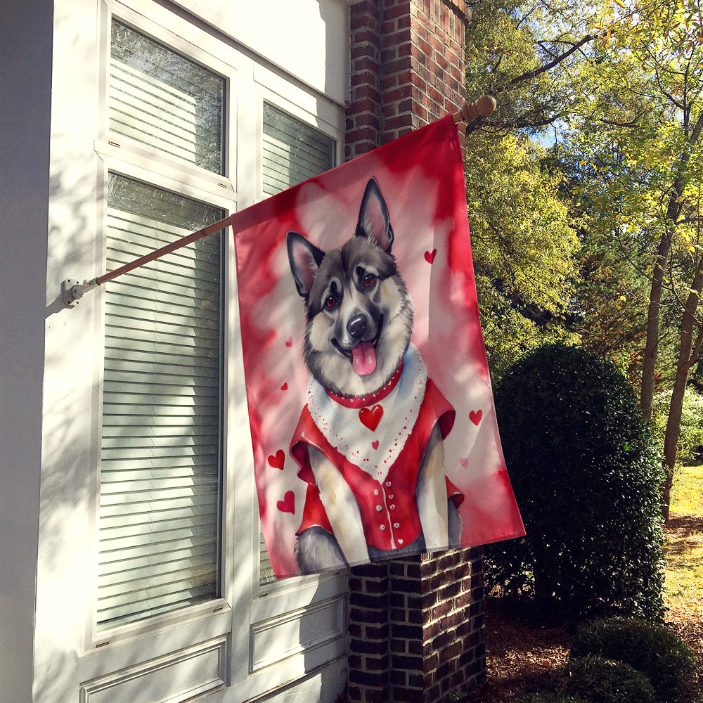 Norwegian Elkhound My Valentine House Flag