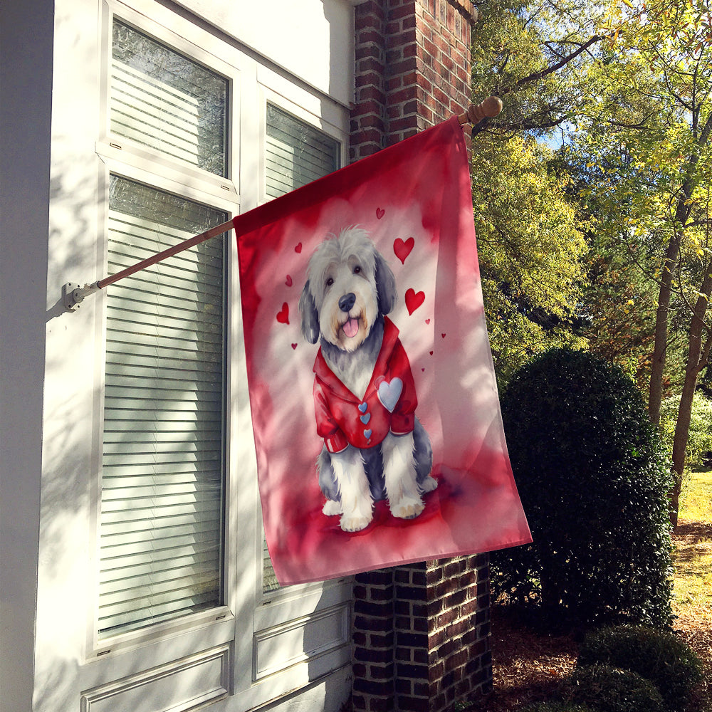 Old English Sheepdog My Valentine House Flag