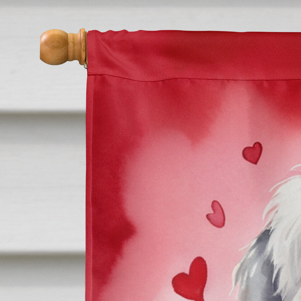 Old English Sheepdog My Valentine House Flag