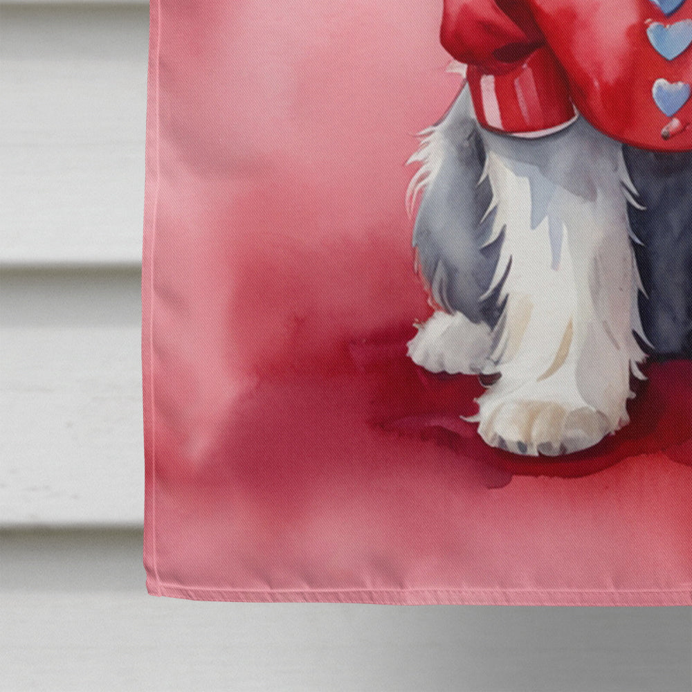 Old English Sheepdog My Valentine House Flag