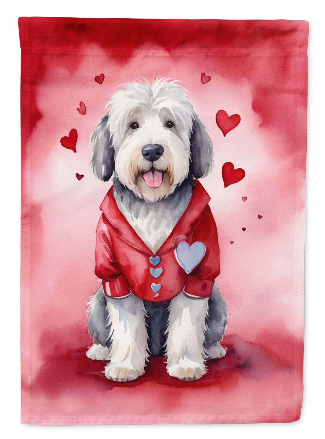 Buy this Old English Sheepdog My Valentine House Flag