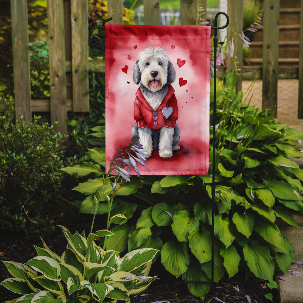 Buy this Old English Sheepdog My Valentine Garden Flag