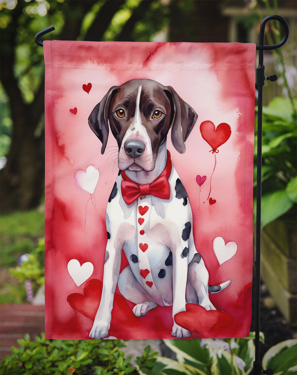 Pointer My Valentine Garden Flag