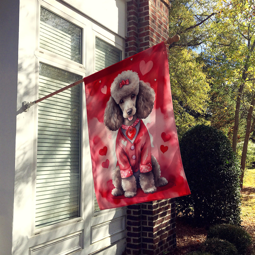 Chocolate Poodle My Valentine House Flag