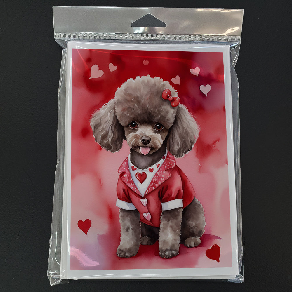 Chocolate Poodle My Valentine Greeting Cards Pack of 8