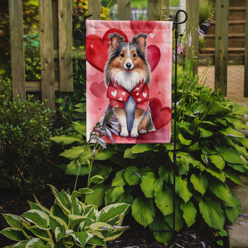 Sheltie My Valentine Garden Flag