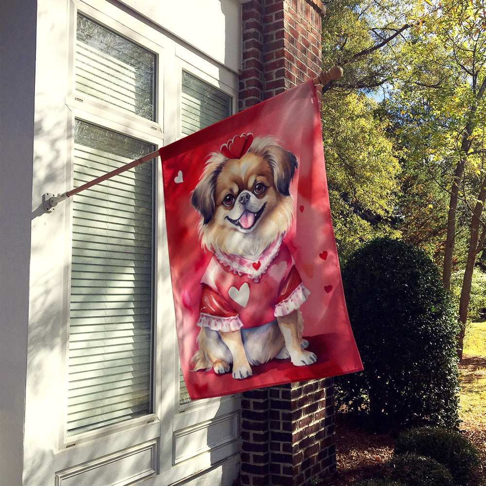 Tibetan Spaniel My Valentine House Flag