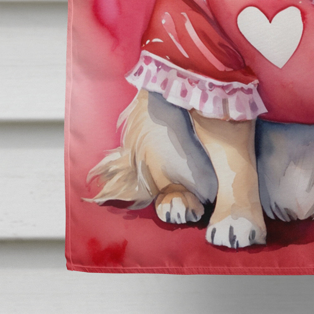 Tibetan Spaniel My Valentine House Flag