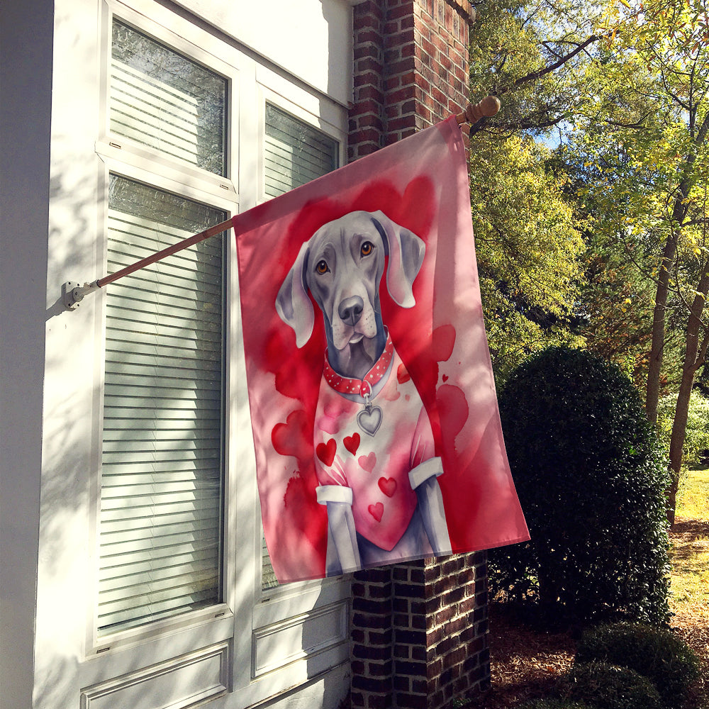 Weimaraner My Valentine House Flag