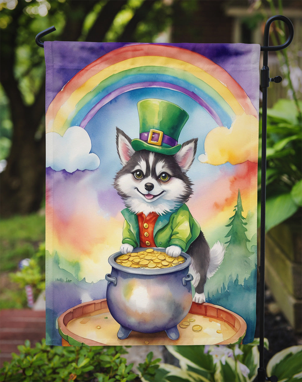 Alaskan Klee Kai St Patrick's Day Garden Flag