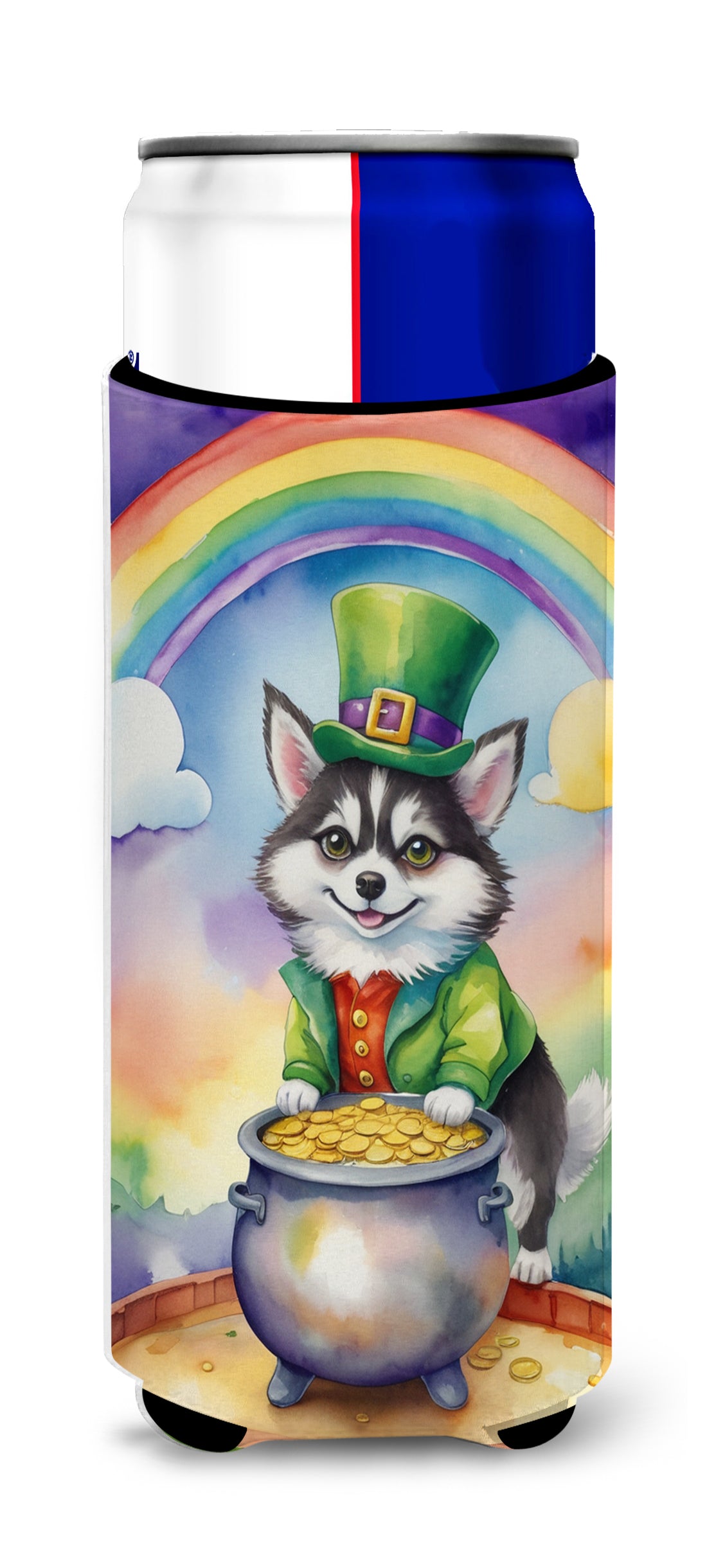 Buy this Alaskan Klee Kai St Patrick&#39;s Day Hugger for Ultra Slim Cans