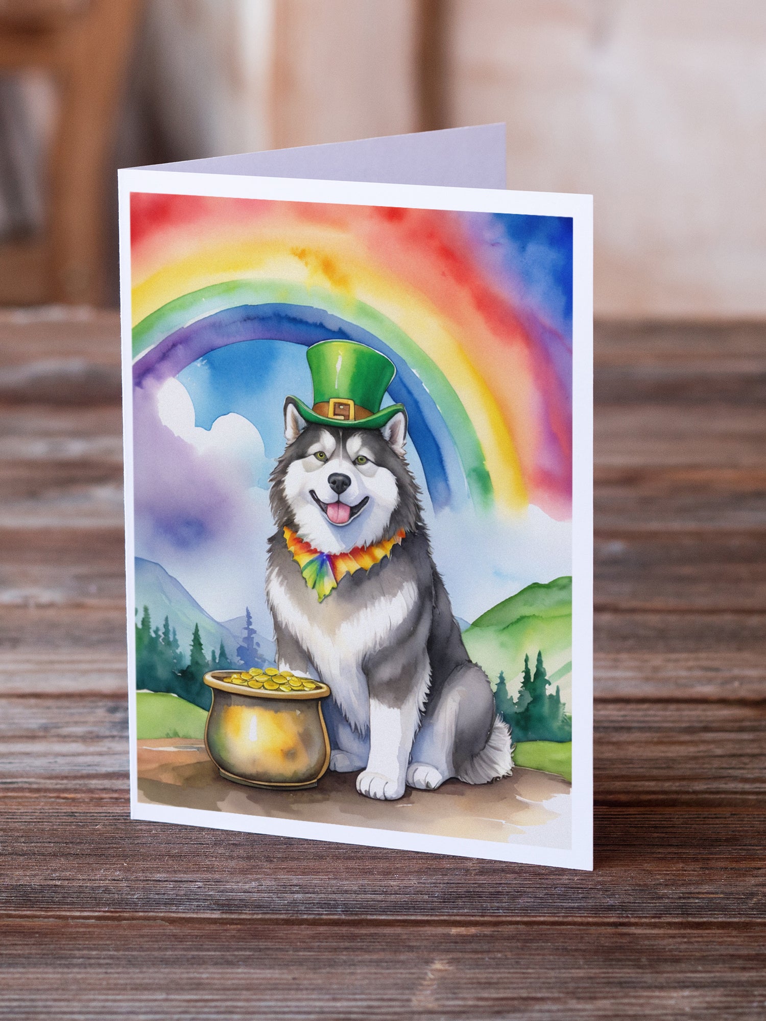 Buy this Alaskan Malamute St Patrick's Day Greeting Cards Pack of 8