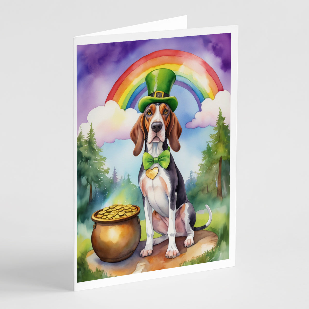 Buy this American English Coonhound St Patrick&#39;s Day Greeting Cards Pack of 8