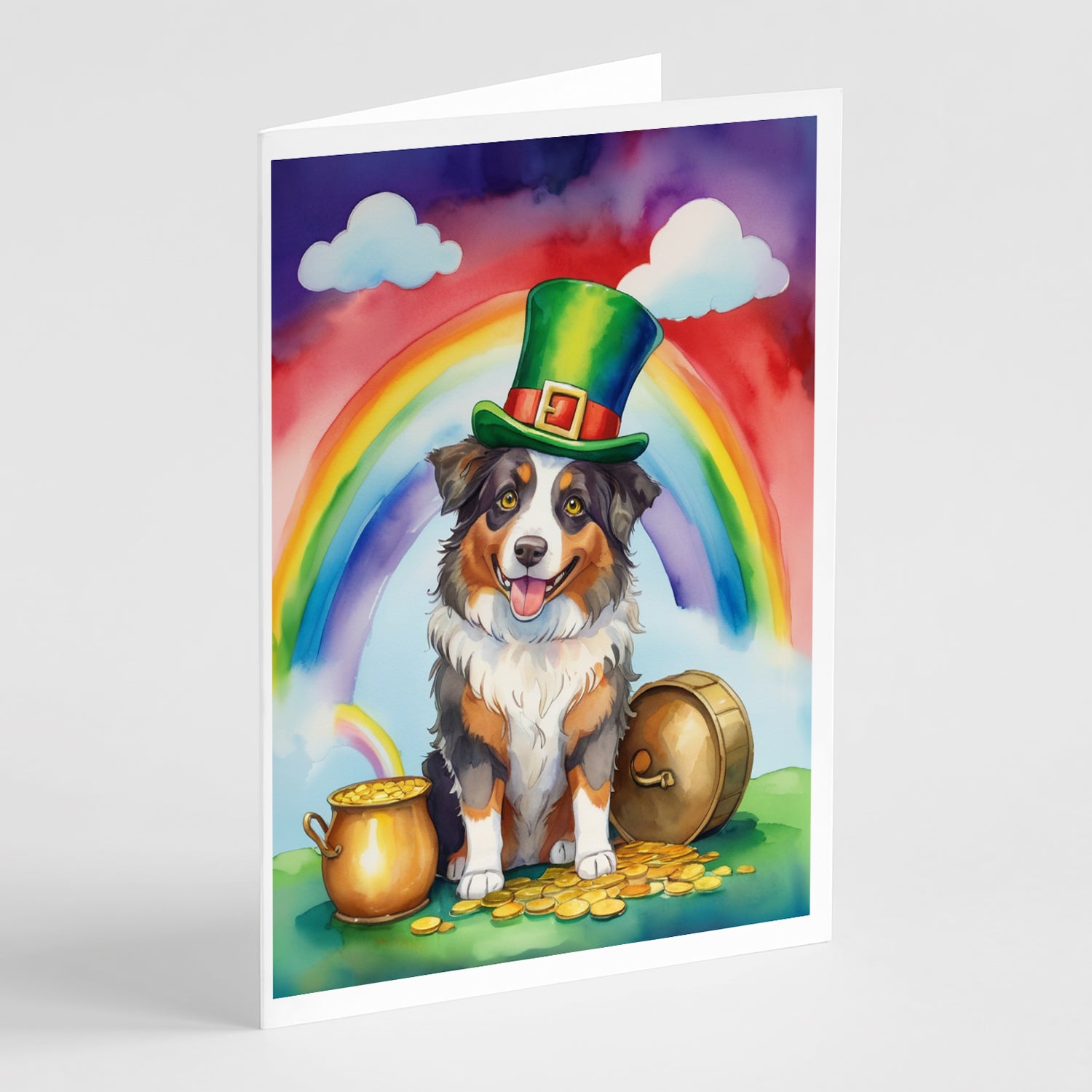 Buy this Australian Shepherd St Patrick's Day Greeting Cards Pack of 8