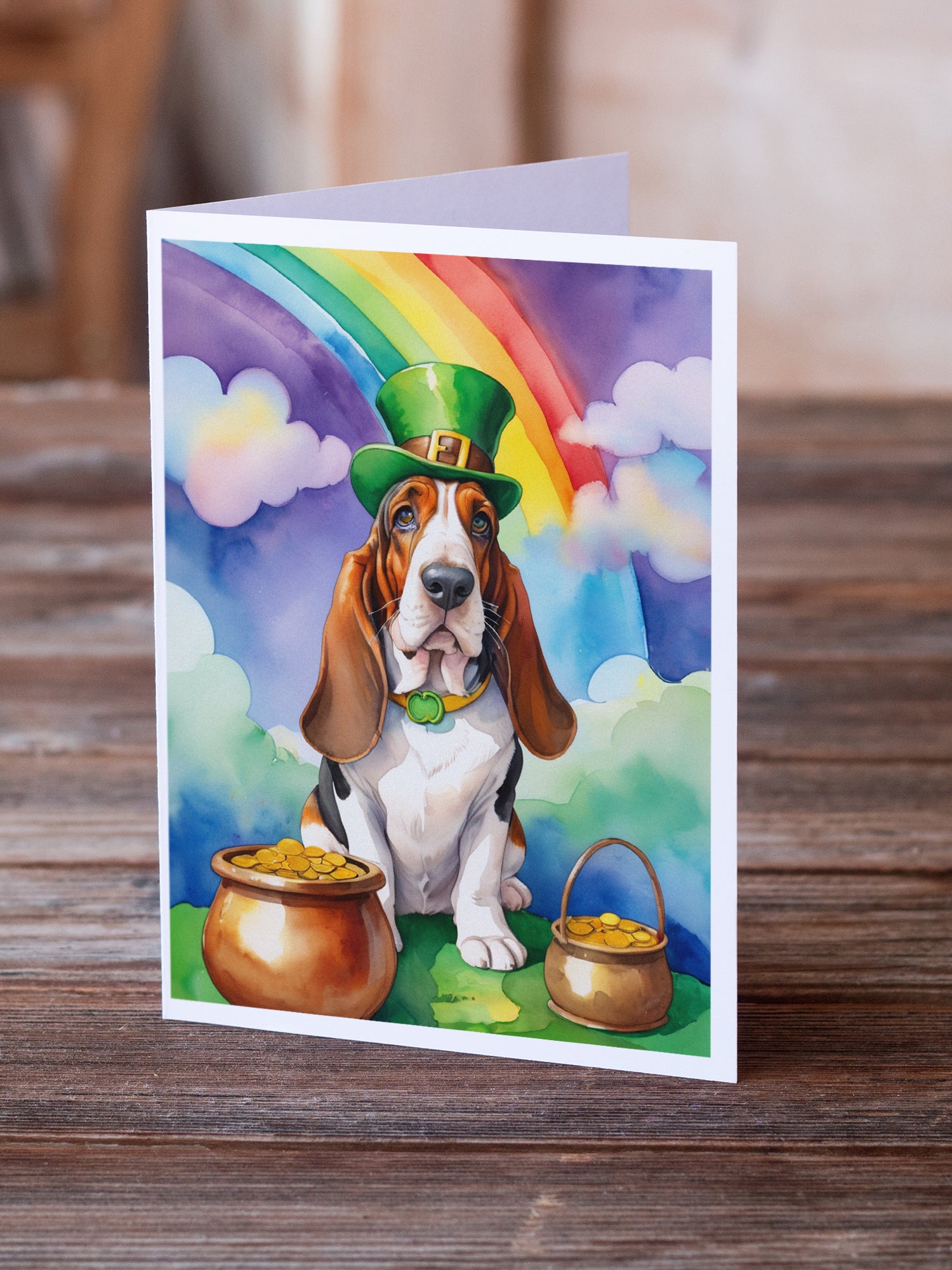 Buy this Basset Hound St Patrick's Day Greeting Cards Pack of 8