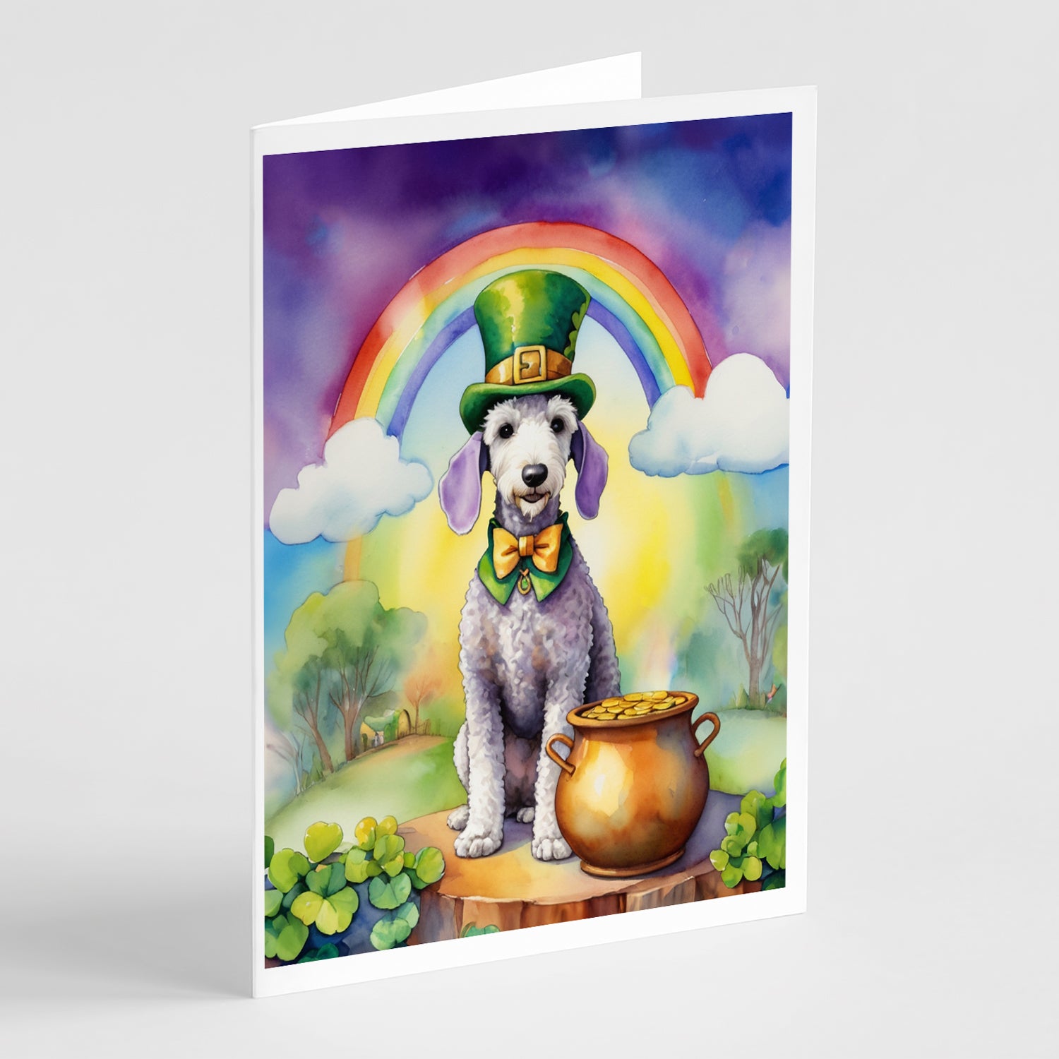 Buy this Bedlington Terrier St Patrick's Day Greeting Cards Pack of 8