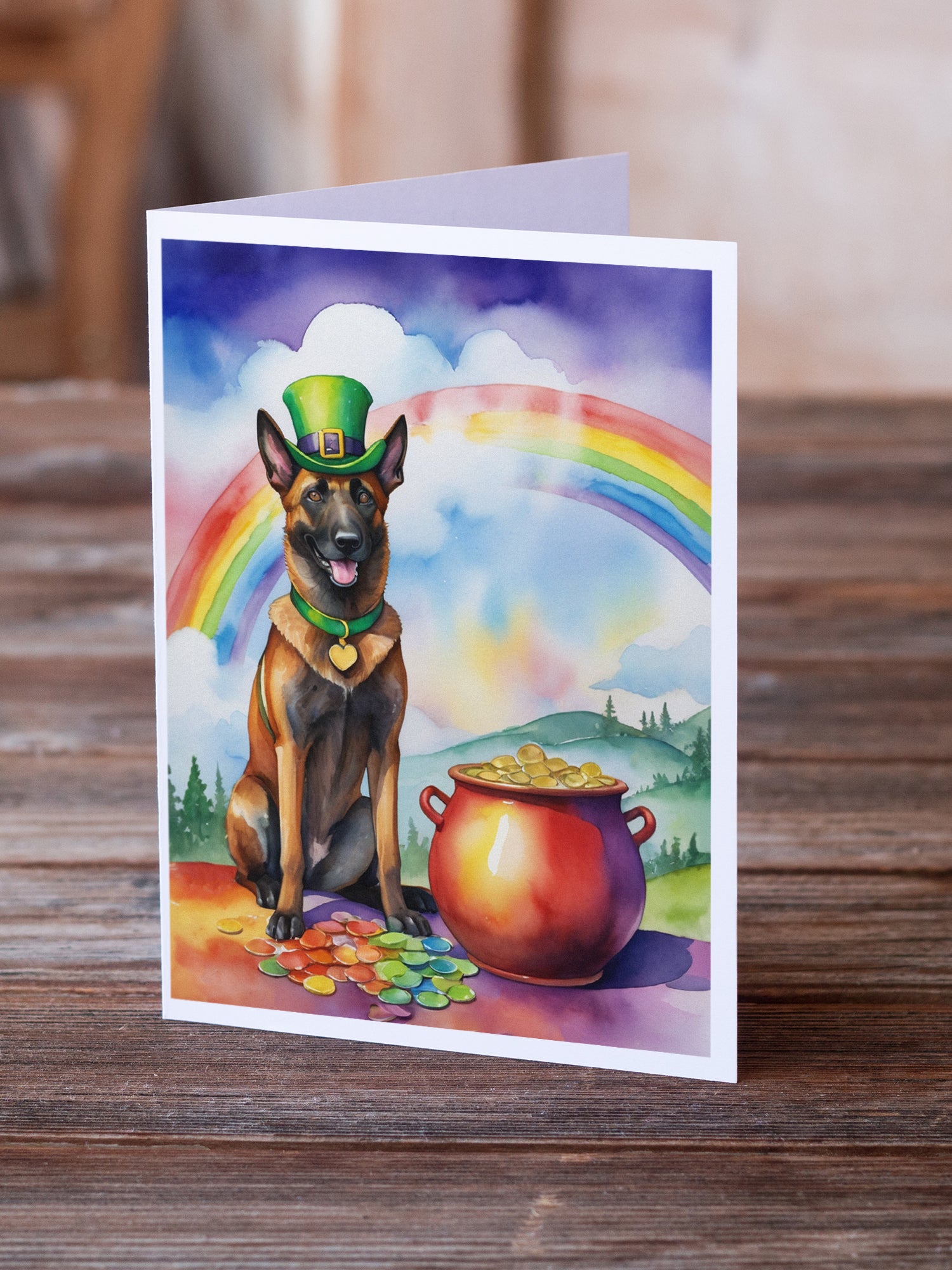 Buy this Belgian Malinois St Patrick's Day Greeting Cards Pack of 8