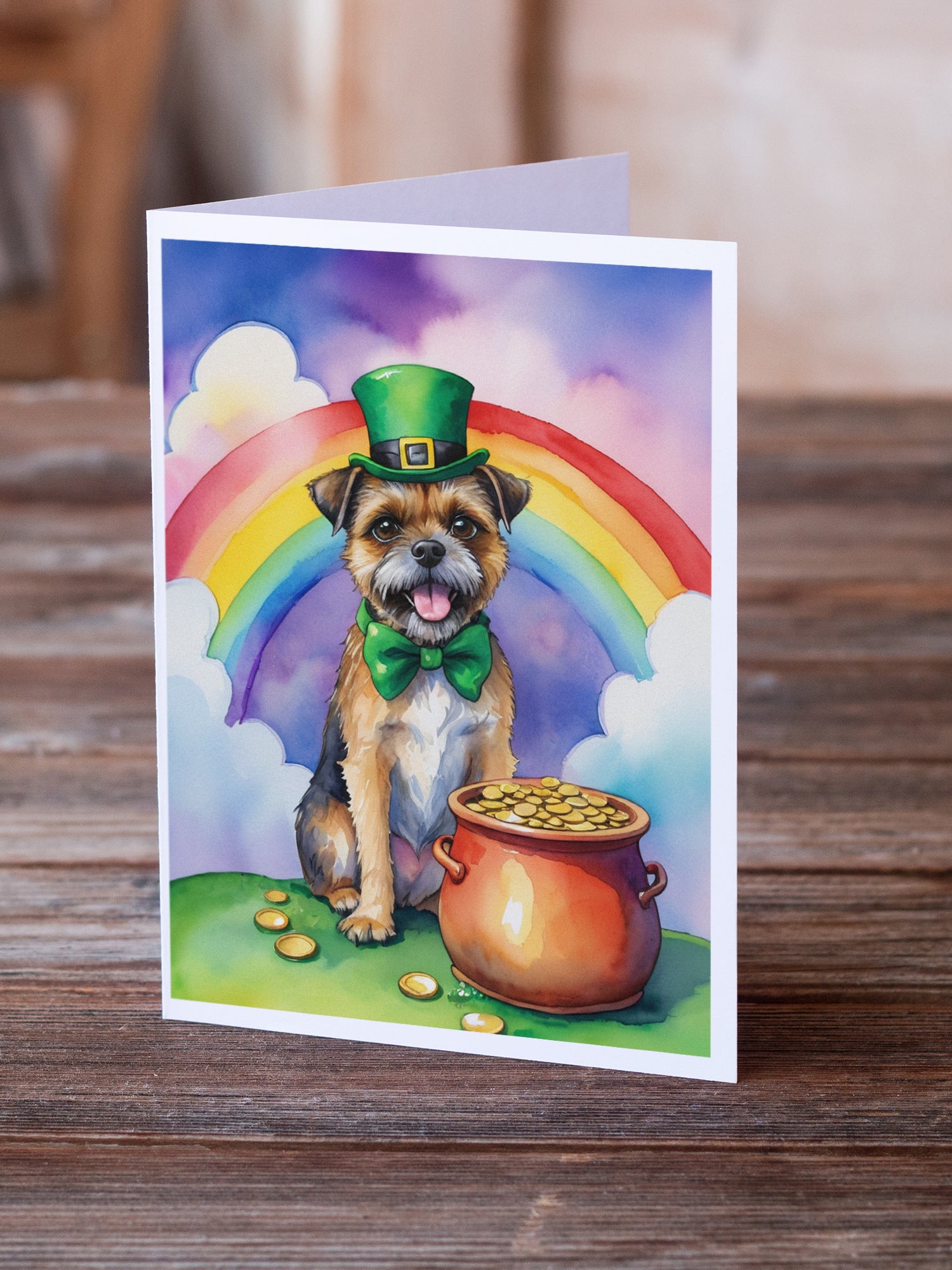 Border Terrier St Patrick's Day Greeting Cards Pack of 8