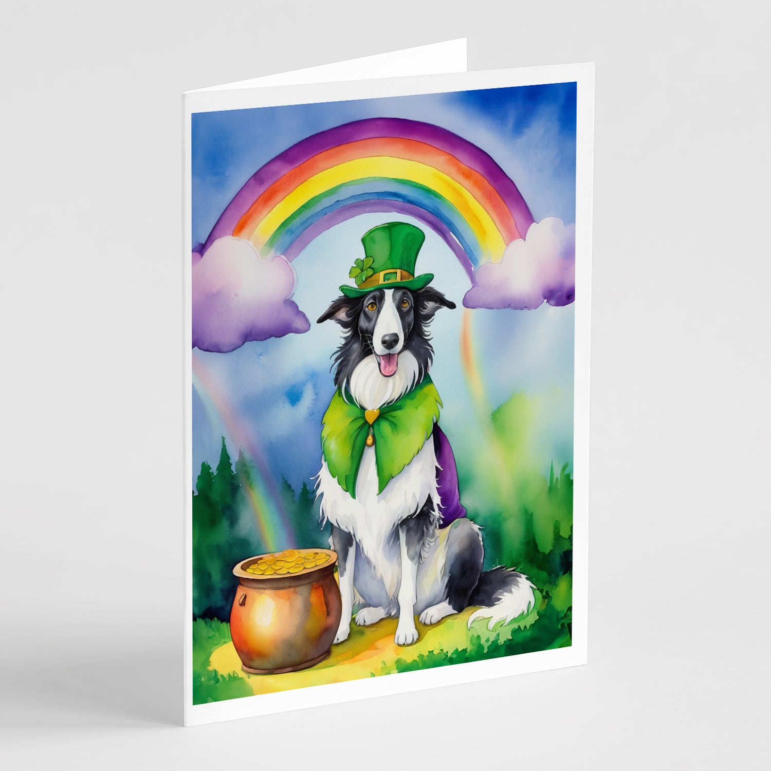 Buy this Borzoi St Patrick's Day Greeting Cards Pack of 8