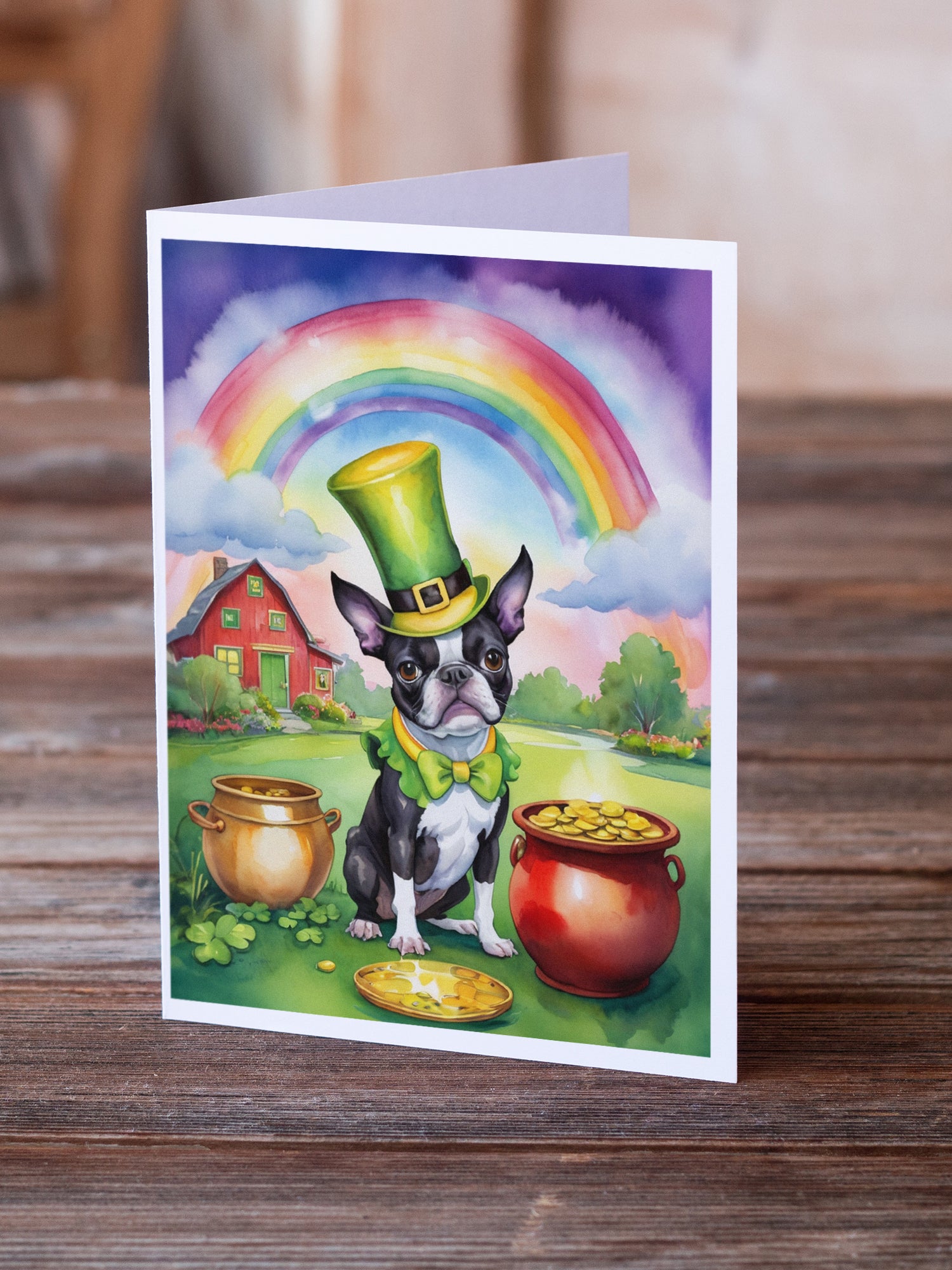 Buy this Boston Terrier St Patrick's Day Greeting Cards Pack of 8