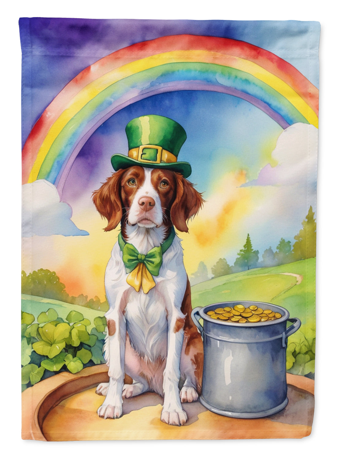 Buy this Brittany Spaniel St Patrick&#39;s Day Garden Flag