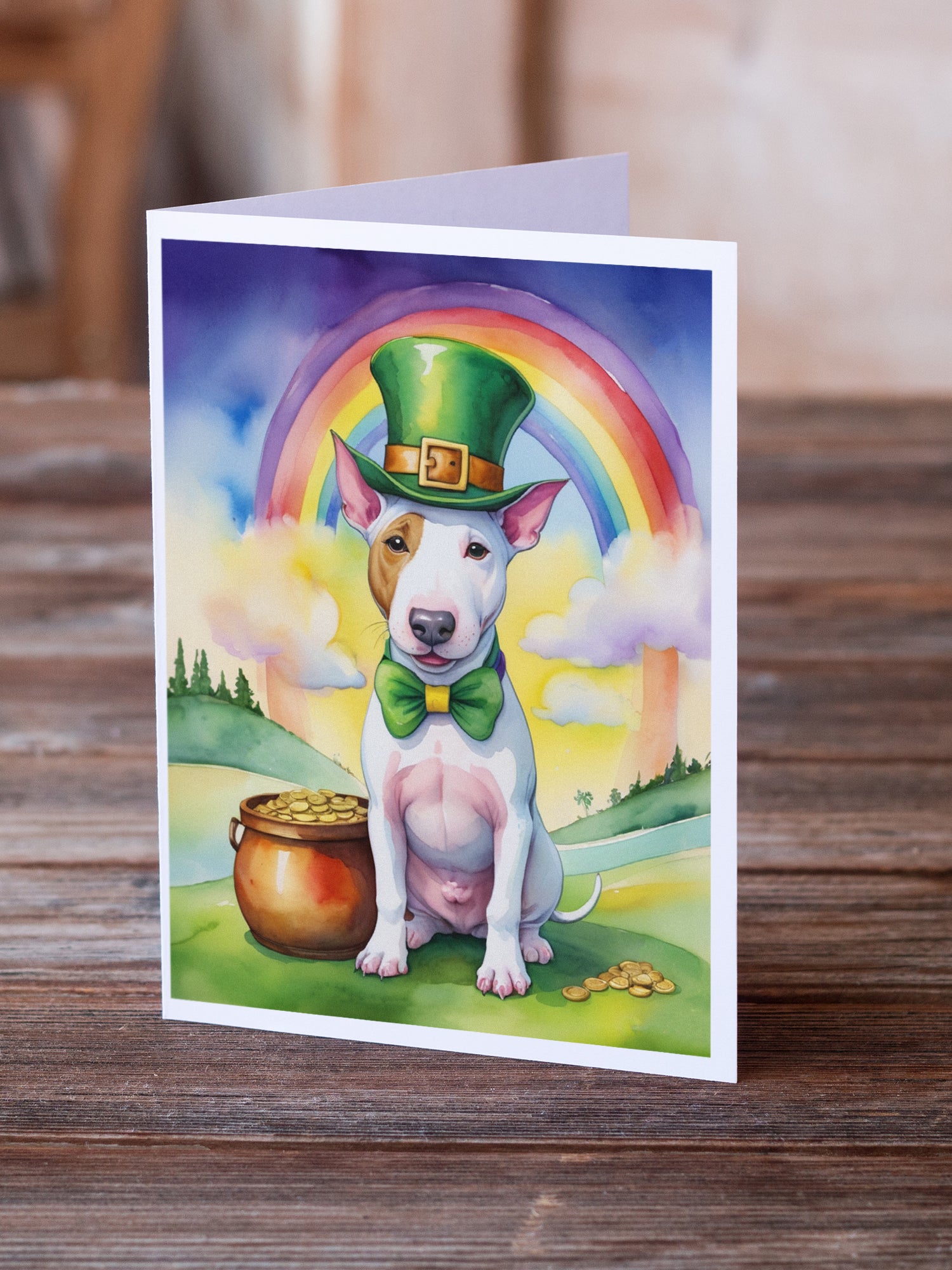 Bull Terrier St Patrick's Day Greeting Cards Pack of 8