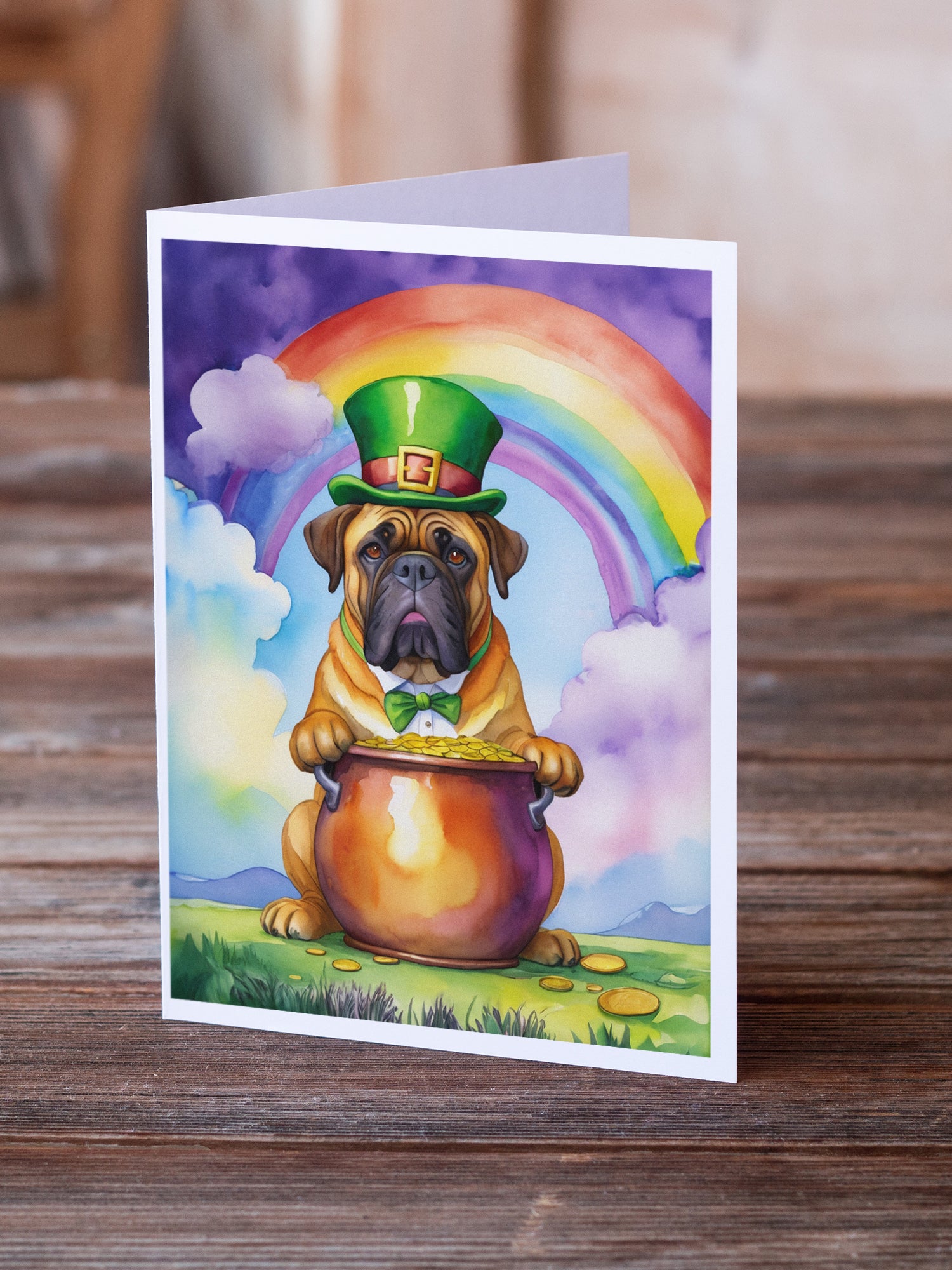 Buy this Bullmastiff St Patrick's Day Greeting Cards Pack of 8