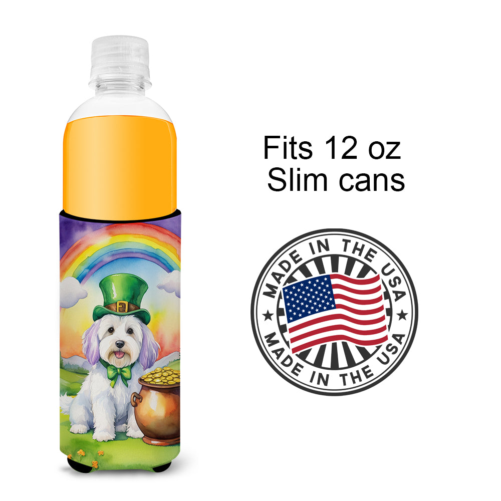 Coton de Tulear St Patrick's Day Hugger for Ultra Slim Cans