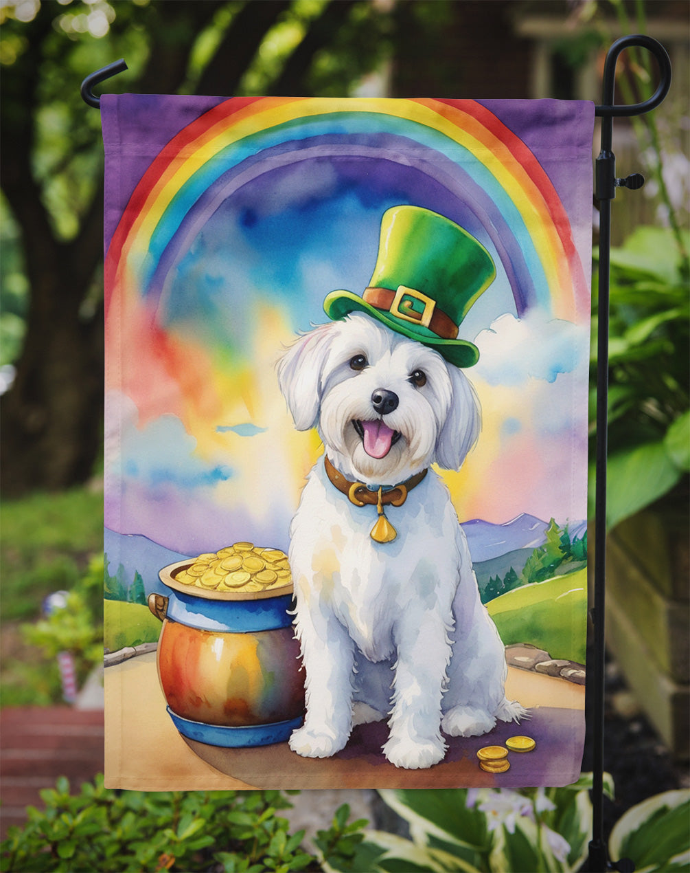 Coton de Tulear St Patrick's Day Garden Flag