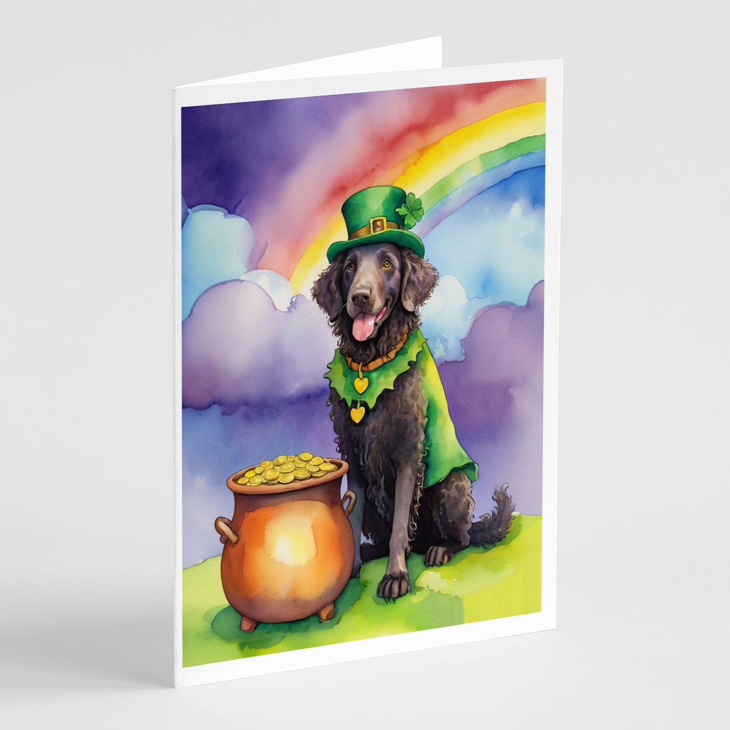 Buy this Curly-Coated Retriever St Patrick's Day Greeting Cards Pack of 8