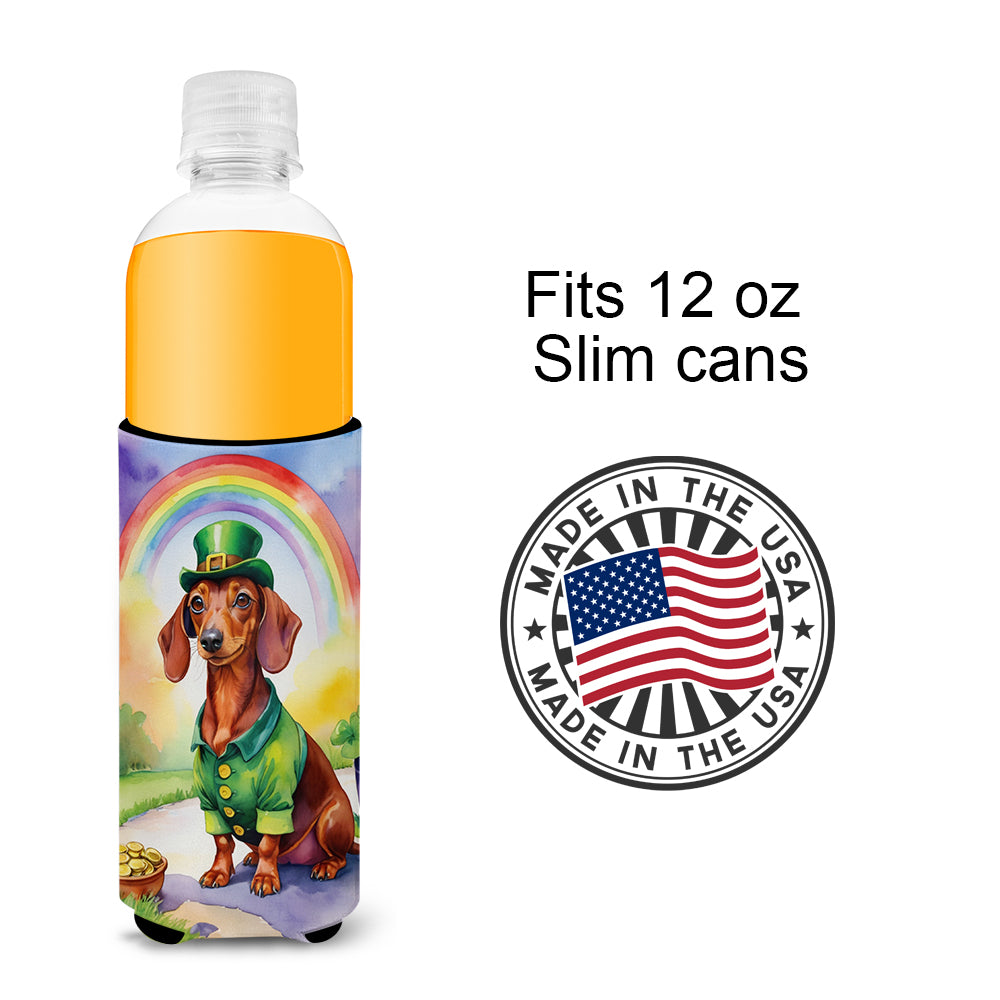 Dachshund St Patrick's Day Hugger for Ultra Slim Cans