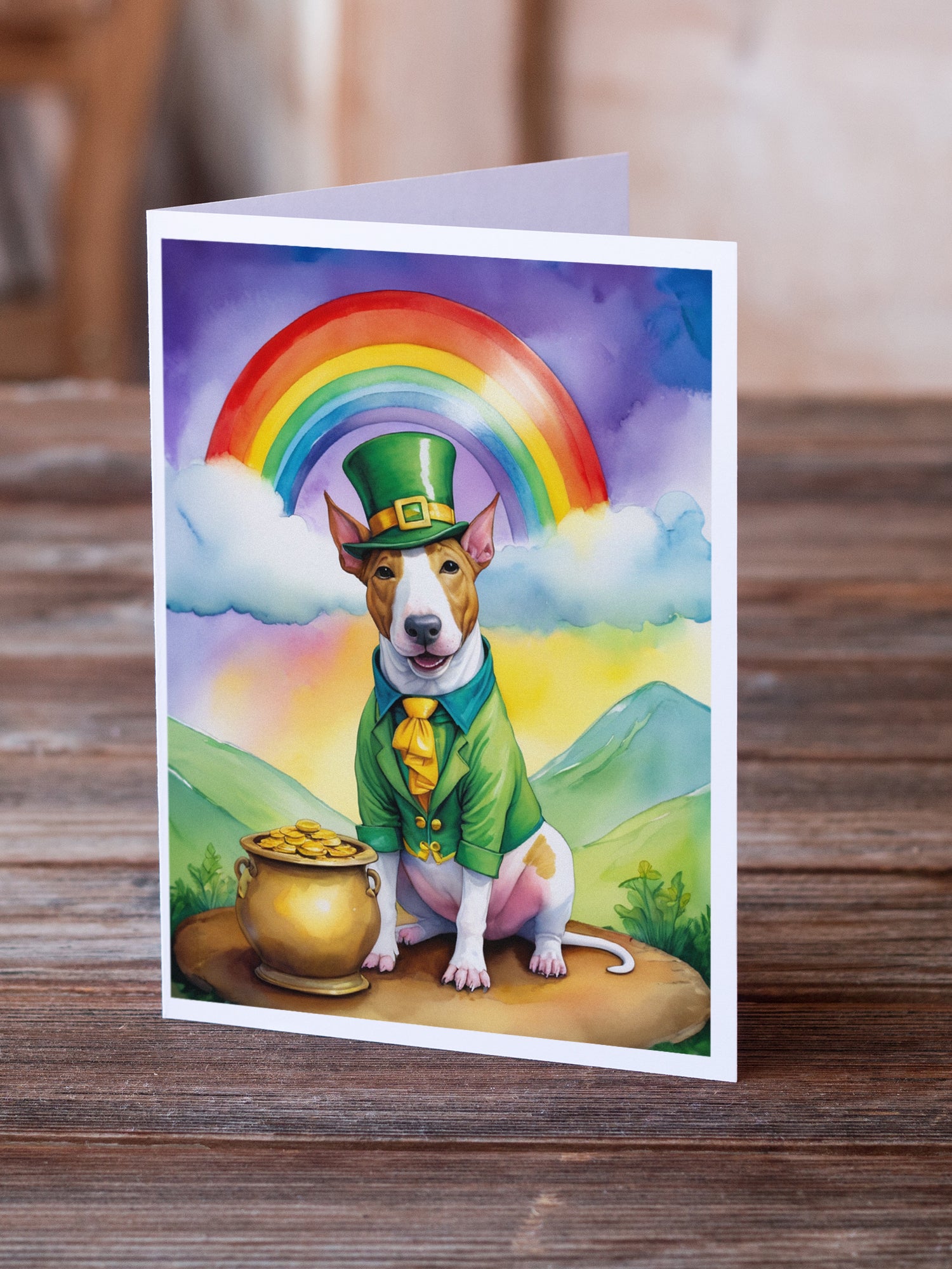 Buy this English Bull Terrier St Patrick's Day Greeting Cards Pack of 8