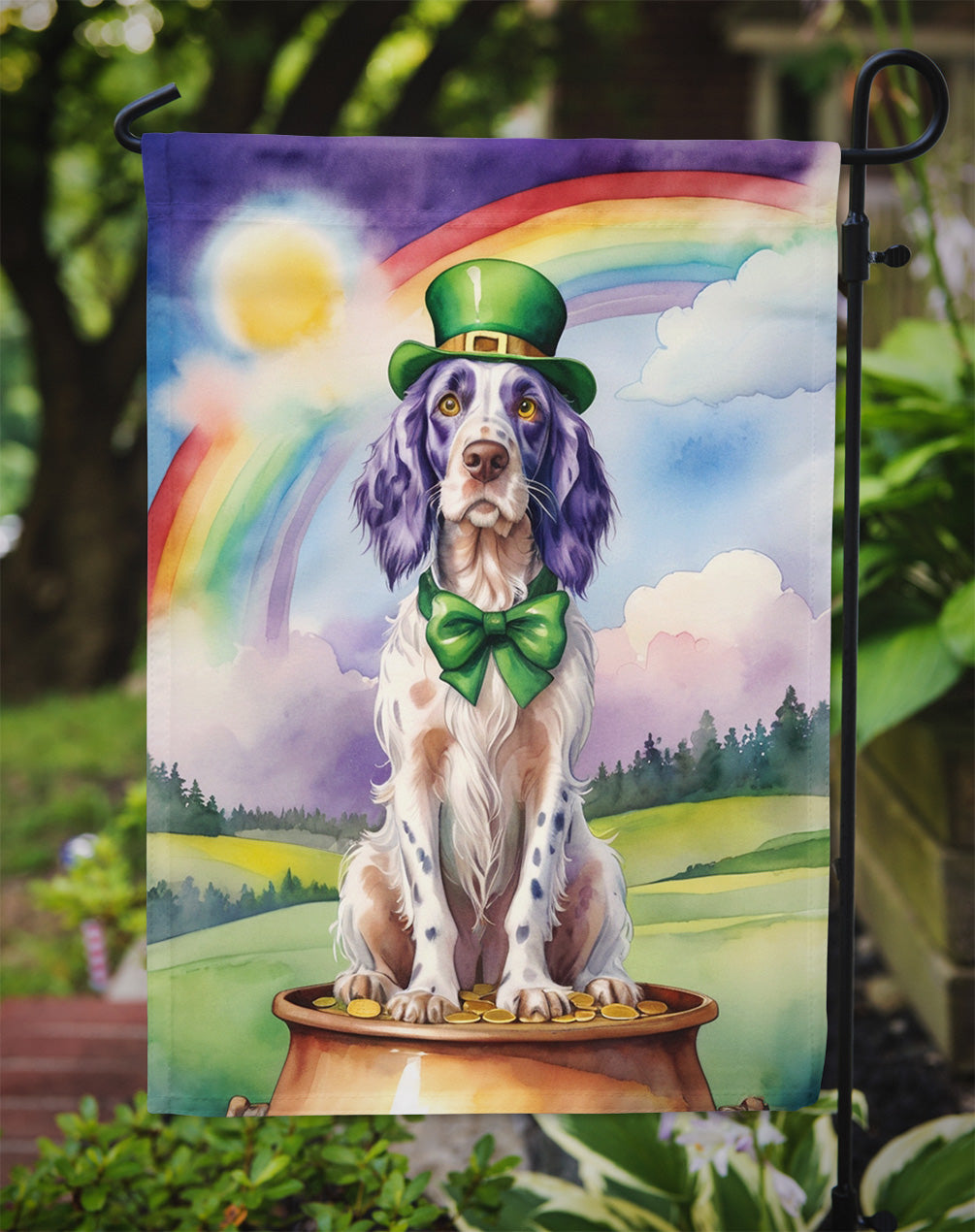 English Setter St Patrick's Day Garden Flag