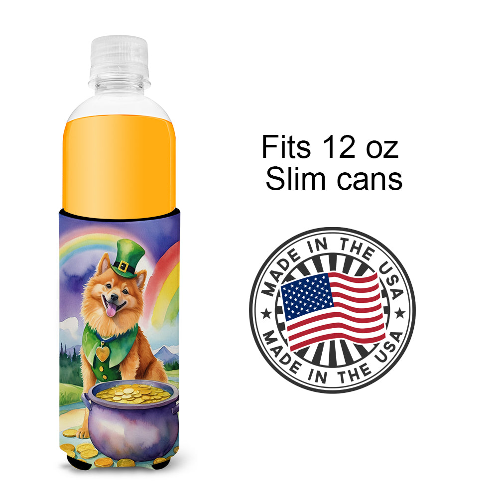 Finnish Spitz St Patrick's Day Hugger for Ultra Slim Cans