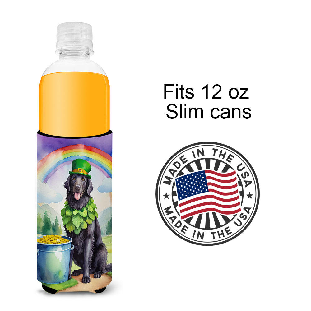 Flat-Coated Retriever St Patrick's Day Hugger for Ultra Slim Cans